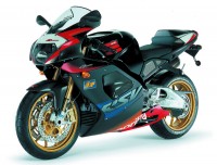 Radial front brakes, a titanium-nitride Ohlins fork and close-ratio six-speed tranny have been added to the 2003 Aprilia RSV Mille R.