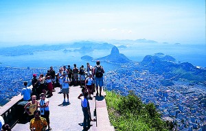 BRAZIL_7 I’m standing on the 2,000-foot hill called Corcovado near Rio’s center, looking out over the Bay of Guanabara.