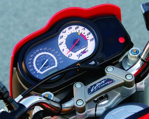 Buell-Gauges Tach is clear but speedo hard to read at night.