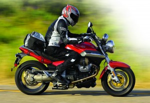 Ride quality and rider ergonomics are both good. Note low-hanging centerstand.