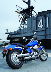 On the USS Midway, beware of jet blast, props, rotors…and seductively attractive motorcycles like the Shadow Spirit 750.