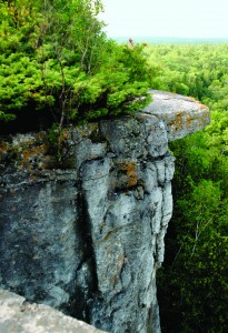 9 Cup and Saucer look out It’s well worth the moderate to steep climb to get to Cup and Saucer Lookout. The Cup and Saucer Trail is located on Manitoulin Island which is part of the Niagara Escarpment.