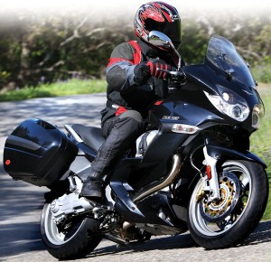 The Norge is a sporty tourer limited by its low-hanging centerstand.