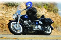 The Road Star has a light, agile feel for a cruiser, but lacks cornering clearance in turns.