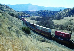 DSC_0020 A virtually unbroken chain of train cars enters the Tehachapi loop daily. It’s considered one of the seven wonders of the railroad world.