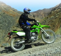 Kawasaki’s 2009 KLX250S takes on the Death Valley back country. The updated dual-sport has excellent manners both on and off the pavement.