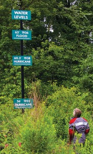 Connecticut-Motorcycle-Rides-Heald-07 Sign showing record floods in the area.