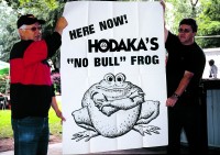 Marvin Foster with Scott Mayberry, illustrator and cartoonist for Hodaka.
