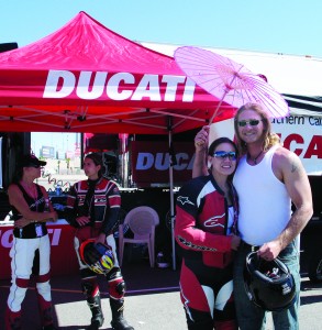 IMG_3653 Scientist Shanon Gunter from Southern California with her husband Thomas. Gunter has been riding two years and enjoyed the chance to try out a variety of motorcyles.