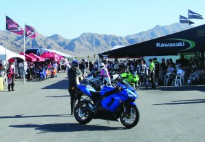 Femmoto participants enjoy a perfect day at the Las Vegas Motor Speedway.