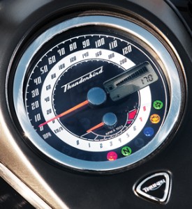 LCD display can be scrolled with a button on the handlebar; functions include a countdown to empty. Tachometer is hard to read in daylight.
