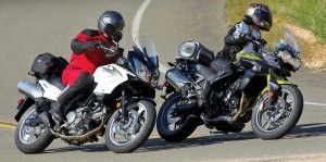 Triumph Tiger 800 vs. Suzuki V-Strom right side action