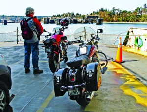 On the Ferry The ferry system has several ports to return you to locations in Seattle. Motorcycles are the “first on, first off” of motorized vehicles.