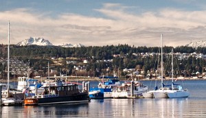 Marine vessels of all different styles and types anchor in Port Orchard.