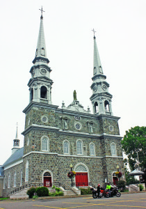 web-IMG_4999 The twin spires of Église Notre-Dame-de-Bonsecours (c. 1768) rise above the southern bank of the St. Lawrence River at L’Islet-Sur-Mer.