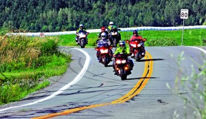 Warm weather, clear skies and great friends enhance our Québec riding experience.
