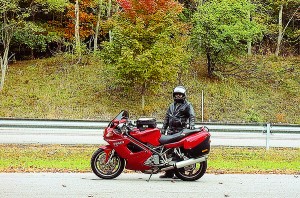 With my trusty steed at a rest stop on Route 54 along Keuka Lake.