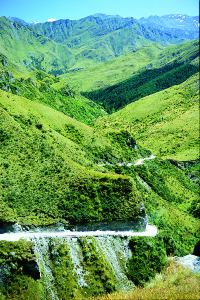 NEWZEALAND_5 Part of the narrow dirt road down into Skipper’s Canyon, where much of The Lord of the Rings was filmed.