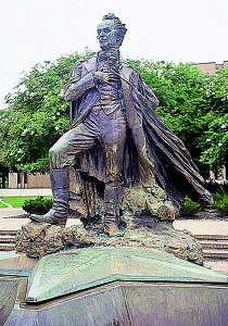 TEXAS_16 Stephen F. Austin, looking vaguely effeminate as he watches over the university that bears his name in Nacogdoches, Texas.
