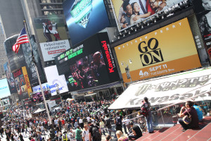 IMG_1638 A huge crowd was on hand for the Ninja Times Square Takeover event in New York City.