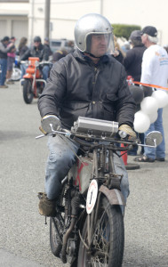The overall winner of the 2010 Cannonball, Brad Wilmarth, takes the overall win once again in 2012. Wilmarth beat much newer machines with his 1913 Excelsior twin.