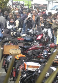 An ancient line-up at the Motorcycle Cannonball Run 2012.