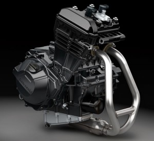 Kawi-Ninja-300-engine More than half of the Ninja 300's parallel twin is new; a longer stroke increased displacement from 249cc to 296cc.
