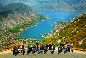 Our tour group overlooking Kotor Bay and the ancient city of Kotor in Montenegro. The walled city, once controlled by the Republic of Venice and renowned for its Venetian architecture, is now a UNESCO World Heritage Site. From this overlook, we zigzagged down a steep road with dozens of hair-raising hairpin curves.