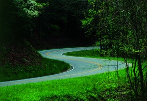 web-Carolinas_11 UPS curve: West of Franklin, Wayah Road is a twisting ribbon better suited to motorcycles than parcel toting trucks.