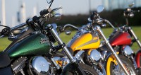 Three Street Bobs customized with special paint and Drag, Pullback and Mini-Ape handlebars.