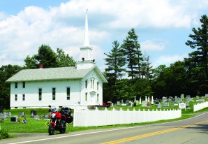 Near this church in the town of Rush is where the author found his first paved road of the afternoon.