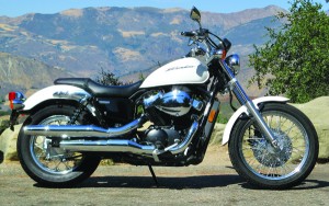 web-IMG_0171 Long and low, the Honda Shadow RS takes styling cues from Harley Sportsters past, while integrating liquid cooling and an overhead cam engine. The RS’s upright seating position is downright comfortable, thanks to slightly forward pegs and mildly swept bars that fall naturally to hands and feet.