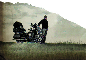 Black Beauty and I take a breather from the ceaseless winds alongside the Trail between Fort Larned and Dodge City, Kansas.