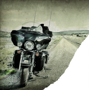Black Beauty, my Harley-Davidson steel horse, in the middle of the Santa Fe Trail (U.S. Route 350) heading for Trinidad, Colorado, 80 miles of arrow-straight history.