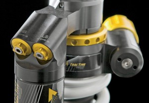 Separate high- and low-speed compression adjustments allow precision damping changes with the provided multi-bit driver.