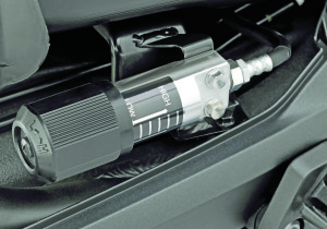 Rather than electric adjustability, the F6B rear shock preload is changed with a knob under the right side cover.