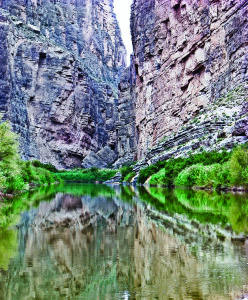 The Santa Elena Canyon in Big Bend National Park. That’s the Rio Grande, which forms the border with Mexico.