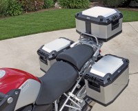 Hepco & Becker Xplorer 40-liter side cases and 45-liter top case look the part on the R 1200 GS.
