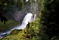 Powerful and thunderous, 120-foot Sahalie Falls on the McKenzie River is easily reached from a marked parking lot off Highway 126.