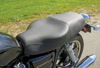 Bill Mayer Saddles Custom Motorcycle Seat for Triumph Bonneville.