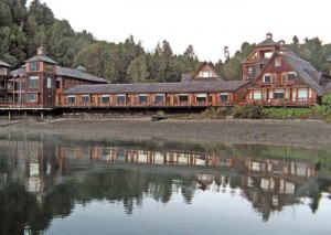 A smooth boat ride across tranquil waters to the Puyuhuapi Lodge soothed our tired bones after we’d dodged pot holes for a couple of hours in a rush to catch the ferry.