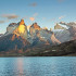 The Cuernos del Paine glow like beacons in the morning sun. The weather is fickle, though—clouds were already gathering as we motored off for our last day of riding.