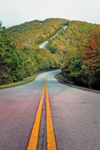 Talimena Scenic Byway climbs up the Winding Stair Mountains.