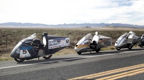 Some of the motorcycles competing in the 2014 Vetter Fuel Economy Challenge.