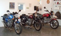 Triumph, an Ariel Square Four and a Honda CBX